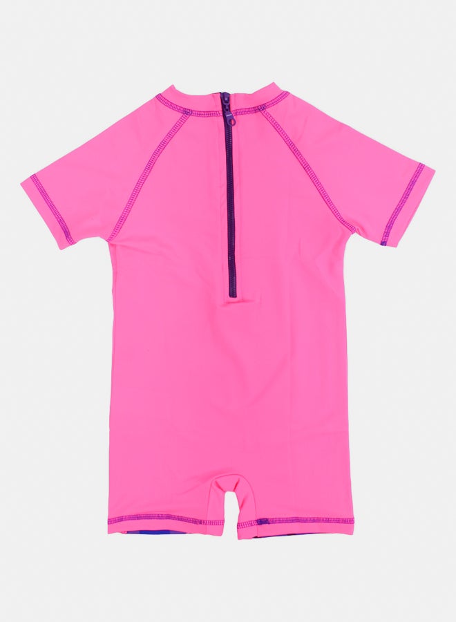 I.Wear I.Wear Girls Overall Swimsuit – Fuchsia with Swan Print - Image 2