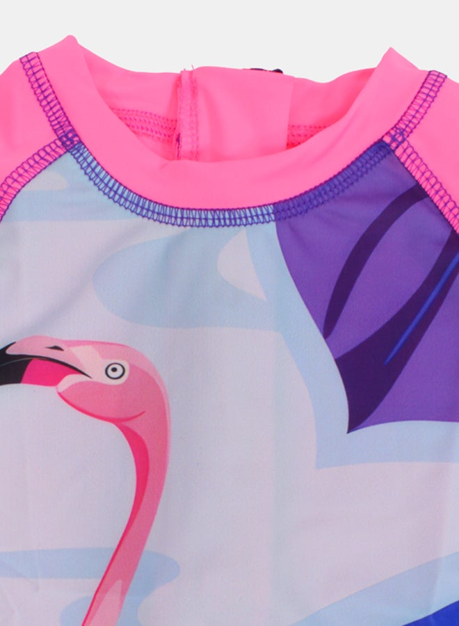I.Wear I.Wear Girls Overall Swimsuit – Fuchsia with Swan Print - Image 3