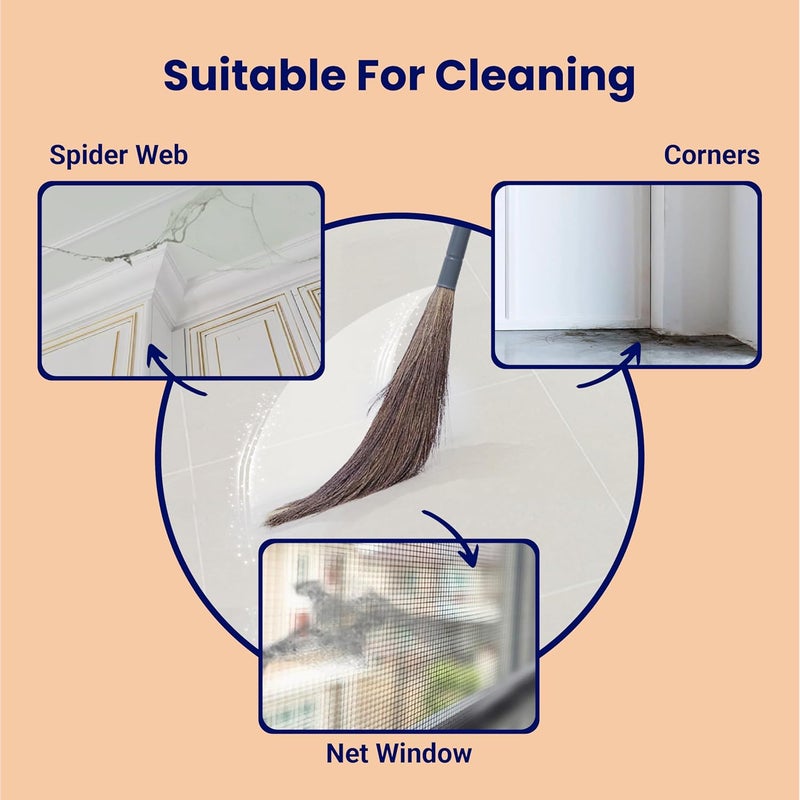 Chakaa chak مقشة إيزو من عشب ميغالايا | جادو لتنظيف المنزل | طويلة الأمد ومتينة | تزيل الغبار الناعم من الأرض والسقف | مقبض بلاستيكي | خفيفة الوزن وصديقة للبيئة - Image 3