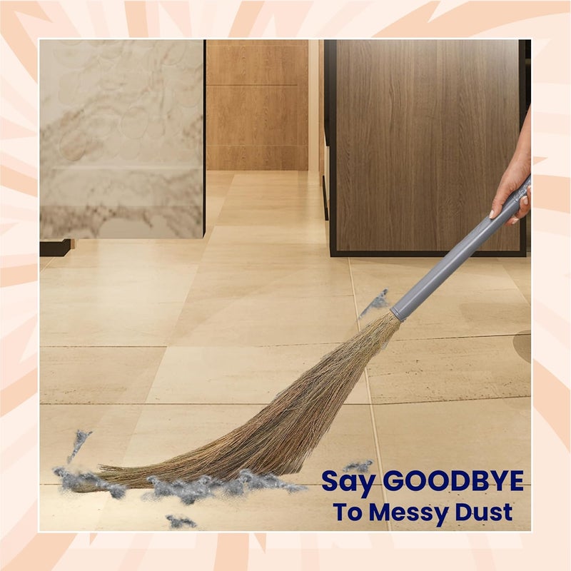 Chakaa chak مقشة إيزو من عشب ميغالايا | جادو لتنظيف المنزل | طويلة الأمد ومتينة | تزيل الغبار الناعم من الأرض والسقف | مقبض بلاستيكي | خفيفة الوزن وصديقة للبيئة - Image 2