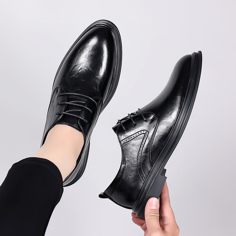 2024 New Men'S Business Formal Leather Shoes Men'S British Lace-Up Leather Pointed Single-Layer Shoes Wedding Shoes 1288 - Image 4
