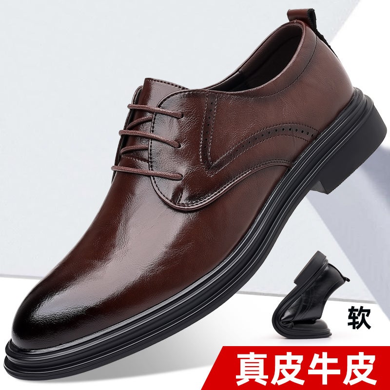 2024 New Men'S Business Formal Leather Shoes Men'S British Lace-Up Leather Pointed Single-Layer Shoes Wedding Shoes 1288 - Image 1
