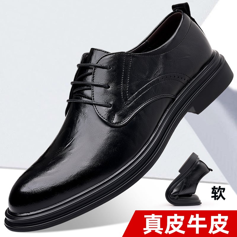 2024 New Men'S Business Formal Leather Shoes Men'S British Lace-Up Leather Pointed Single-Layer Shoes Wedding Shoes 1288 - Image 3