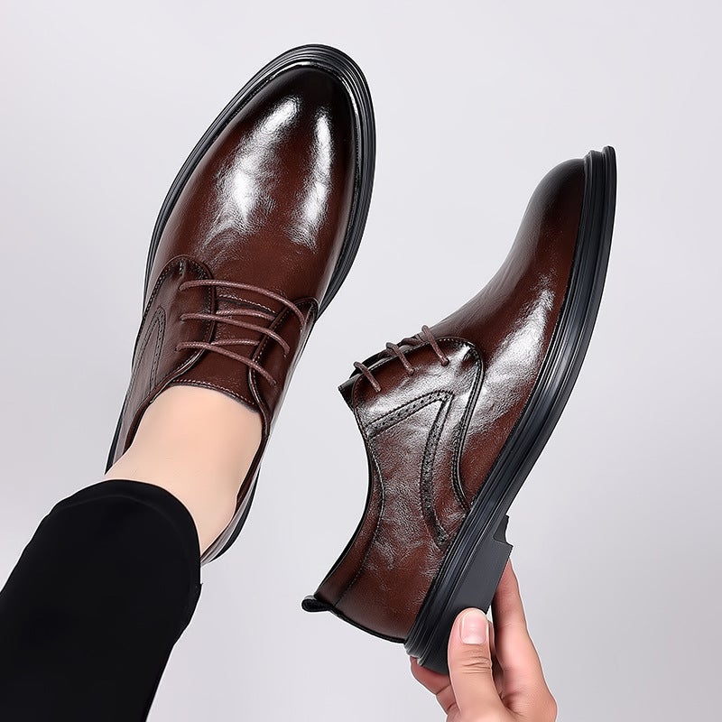 2024 New Men'S Business Formal Leather Shoes Men'S British Lace-Up Leather Pointed Single-Layer Shoes Wedding Shoes 1288 - Image 5