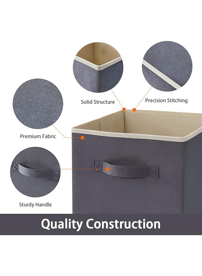erorex 6 Packs Cube Storage Bins Storage Cubes Foldable Medium Decorative Fabric Storage Baskets For Organizing Home Organizers With Handles For Shelves Closet Grey - Image 2