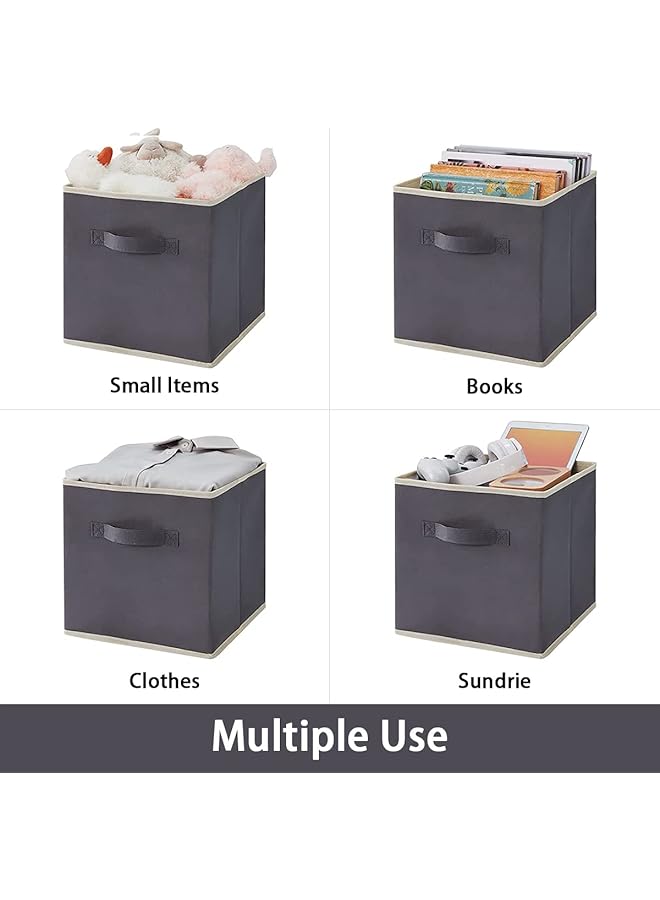 erorex 6 Packs Cube Storage Bins Storage Cubes Foldable Medium Decorative Fabric Storage Baskets For Organizing Home Organizers With Handles For Shelves Closet Grey - Image 3