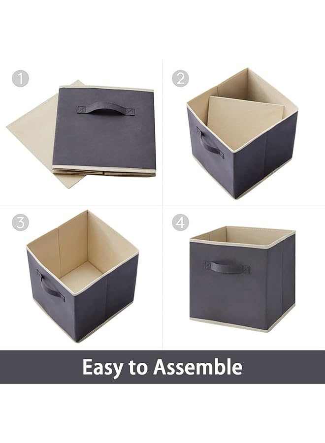 erorex 6 Packs Cube Storage Bins Storage Cubes Foldable Medium Decorative Fabric Storage Baskets For Organizing Home Organizers With Handles For Shelves Closet Grey - Image 4
