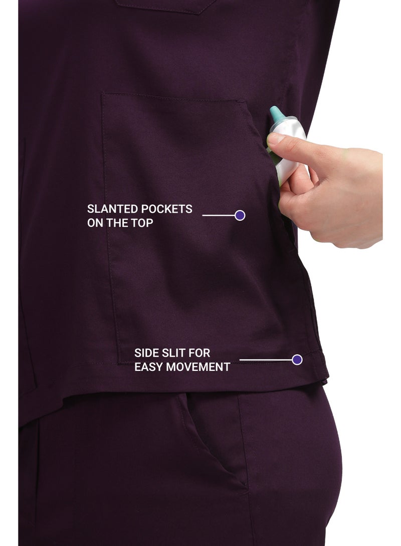 KNYA بدلة طبية نسائية من KNYA Ecoflex Lite، 5 جيوب، قابلة للتمدد في اتجاهين (لون خمري، مقاس 2XL) - Image 3