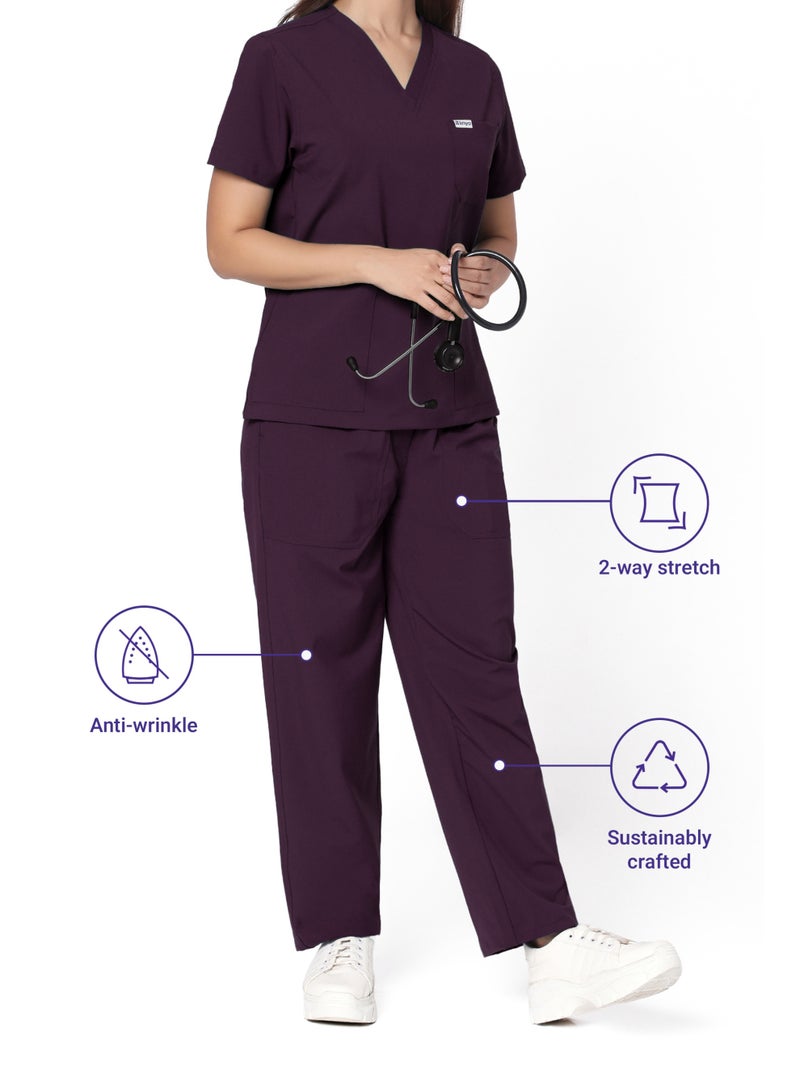 KNYA بدلة طبية نسائية من KNYA Ecoflex Lite، 5 جيوب، قابلة للتمدد في اتجاهين (لون خمري، مقاس 2XL) - Image 5