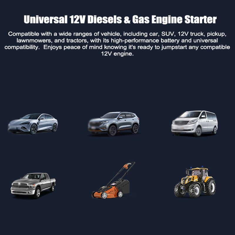 ناشط القفز المتعدد الوظائف بمضخة هواء محمول لاسلكي مضخة نفخ بضغط 150 رطل بوصة مربعة ومحسن طاقة بسعة 10000 مللي أمبير ساعة مع مصباح LED للسيارات الحافلات البنات والجرارات التي تعمل ببطارية 12 فولت - Image 5