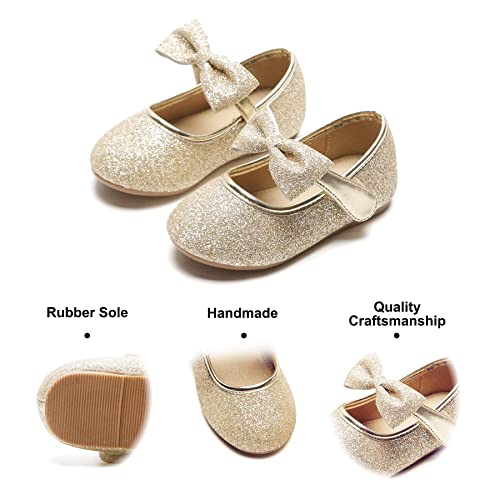 Felix & Flora Girls Mary Jane Flat Dress Shoe for Toddler Little Kid Party School (10 Toddler,Gold) - Image 4