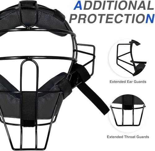 Gracfulcub Baseball Catcher Mask Umpire Mask,Full-Face Protection for Baseball,Lightweight Secure Fit Provides Maximum Protection and Comfort – Does Not Obstruct View (Black Lychee) - Image 4