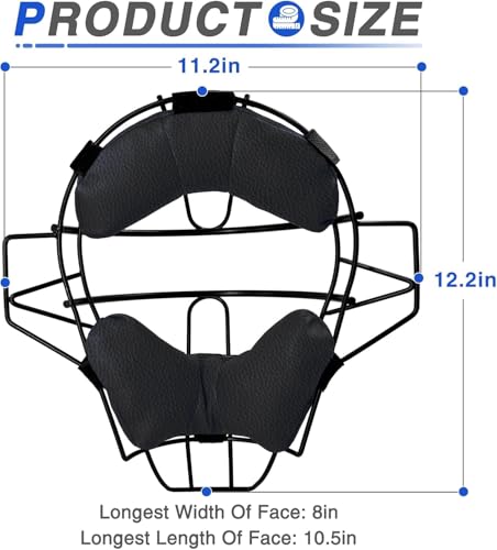 Gracfulcub Baseball Catcher Mask Umpire Mask,Full-Face Protection for Baseball,Lightweight Secure Fit Provides Maximum Protection and Comfort – Does Not Obstruct View (Black Lychee) - Image 2