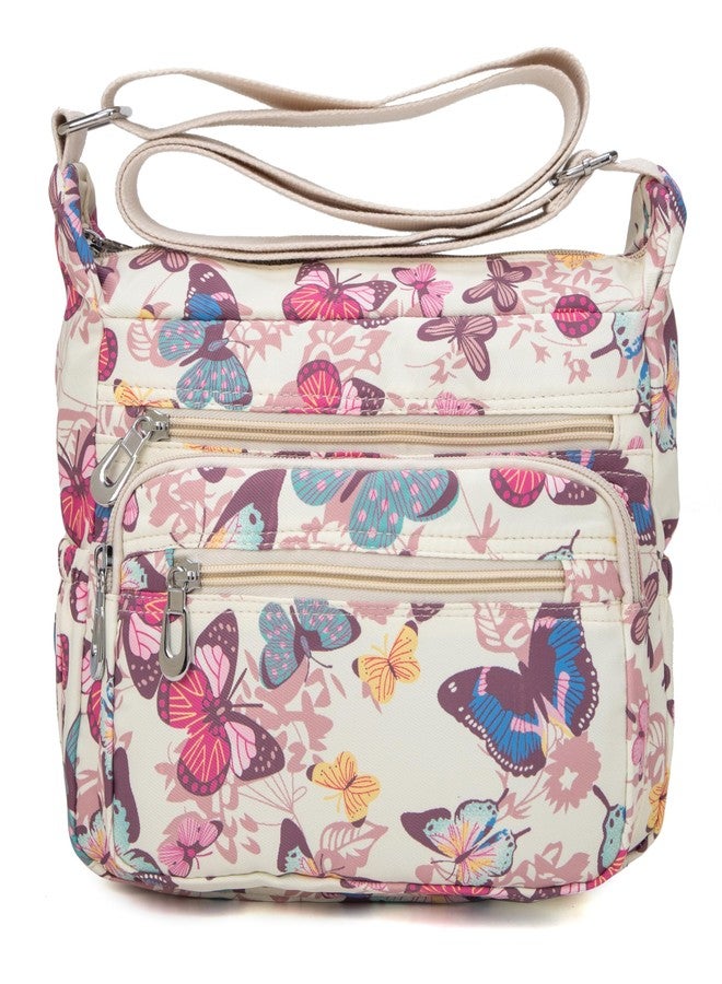 Pealwel Women Shoulder Handbag Roomy Multiple Pockets Bag Ladies Crossbody Purse Tote Top Handle Satchel(Butterfly) - Image 1