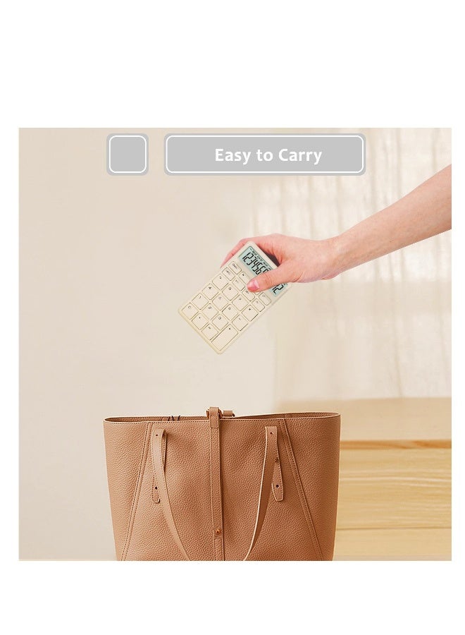 آلة حاسبة محمولة صغيرة، يمكن حملها بيد واحدة، 5.4 * 3.3 بوصة، آلة حاسبة قياسية 12 رقم مع شاشة LCD كبيرة، مناسبة للمكتب، المدرسة، المنزل واستخدام الأعمال (بيج)  - Image 4