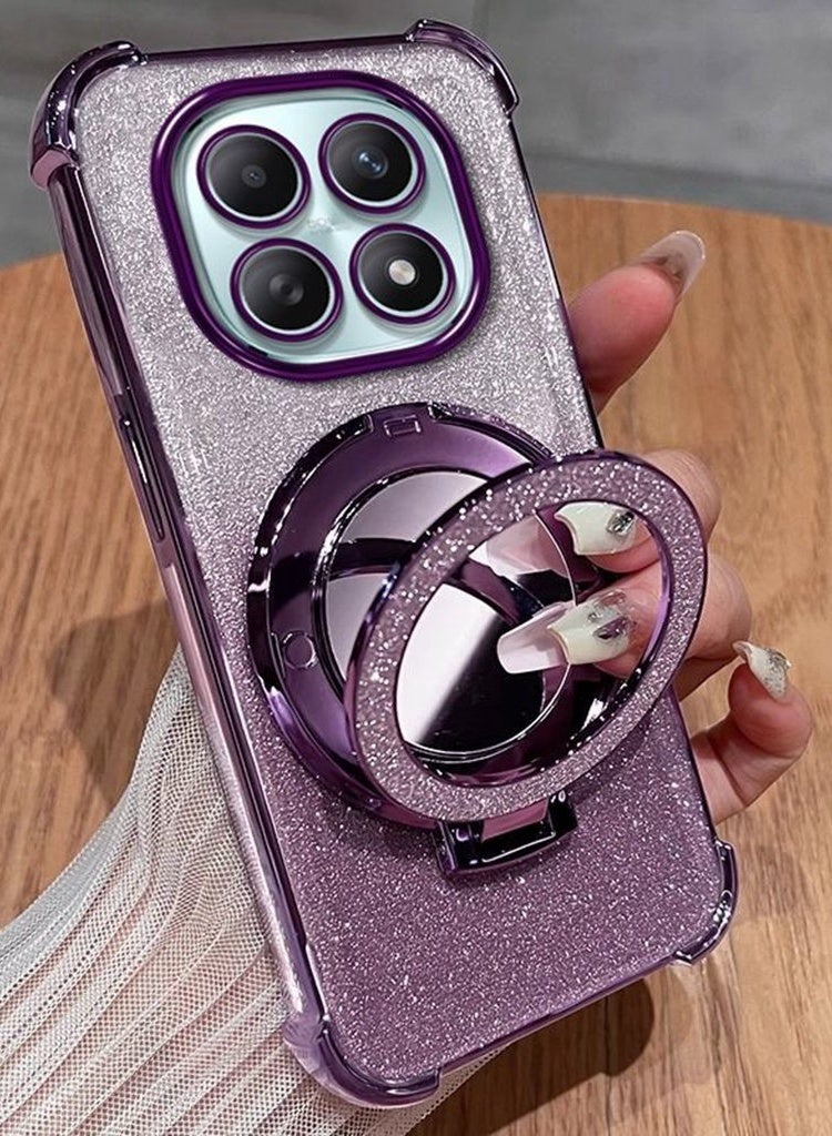 Magnetic Glitter for Xiaomi Redmi Note 15 Pro Case，Camera Lens Protector，Sparkly Stand，Makeup Mirror，Support Wireless Charging， Luxury Gradient Shockproof Xiaomi Redmi Note 15 Pro 5G Cover - Image 1