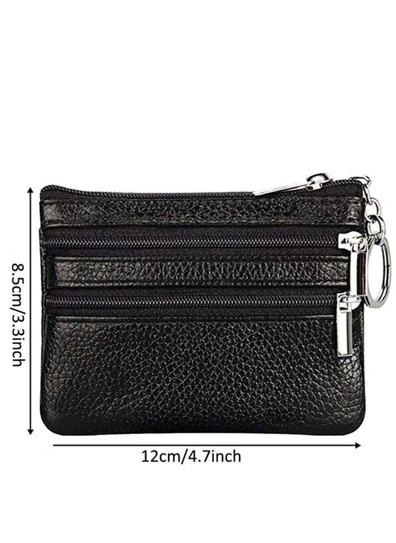 SYOSI - Coin Wallet Womens Genuine Leather Card Purse Key Ring Mini Change Pouch Man Small Compact Vintage With Zipper For Men Women Gift - Image 1