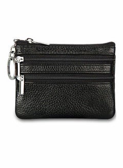 Coin Wallet Womens Genuine Leather Card Purse Key Ring Mini Change Pouch Man Small Compact Vintage With Zipper For Men Women Gift