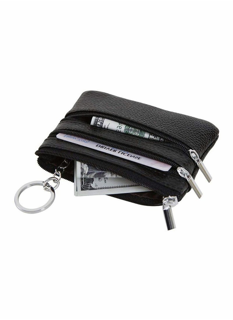 SYOSI - Coin Wallet Womens Genuine Leather Card Purse Key Ring Mini Change Pouch Man Small Compact Vintage With Zipper For Men Women Gift - Image 1