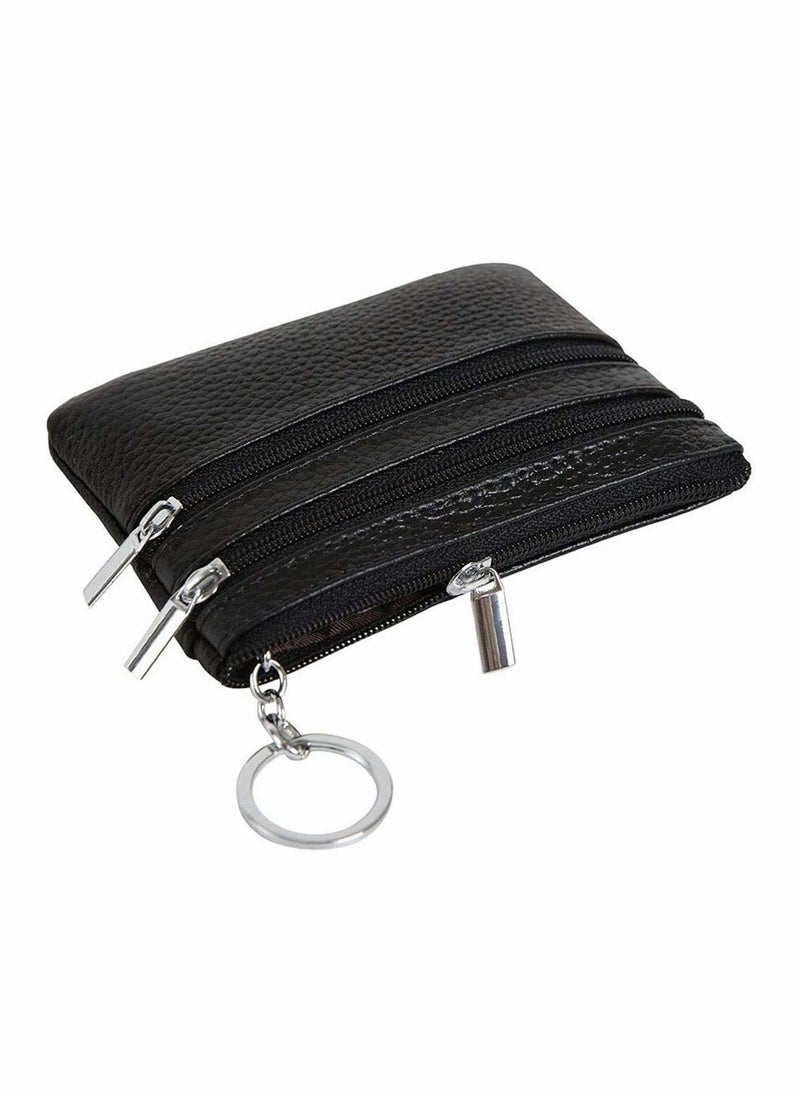 SYOSI - Coin Wallet Womens Genuine Leather Card Purse Key Ring Mini Change Pouch Man Small Compact Vintage With Zipper For Men Women Gift - Image 1