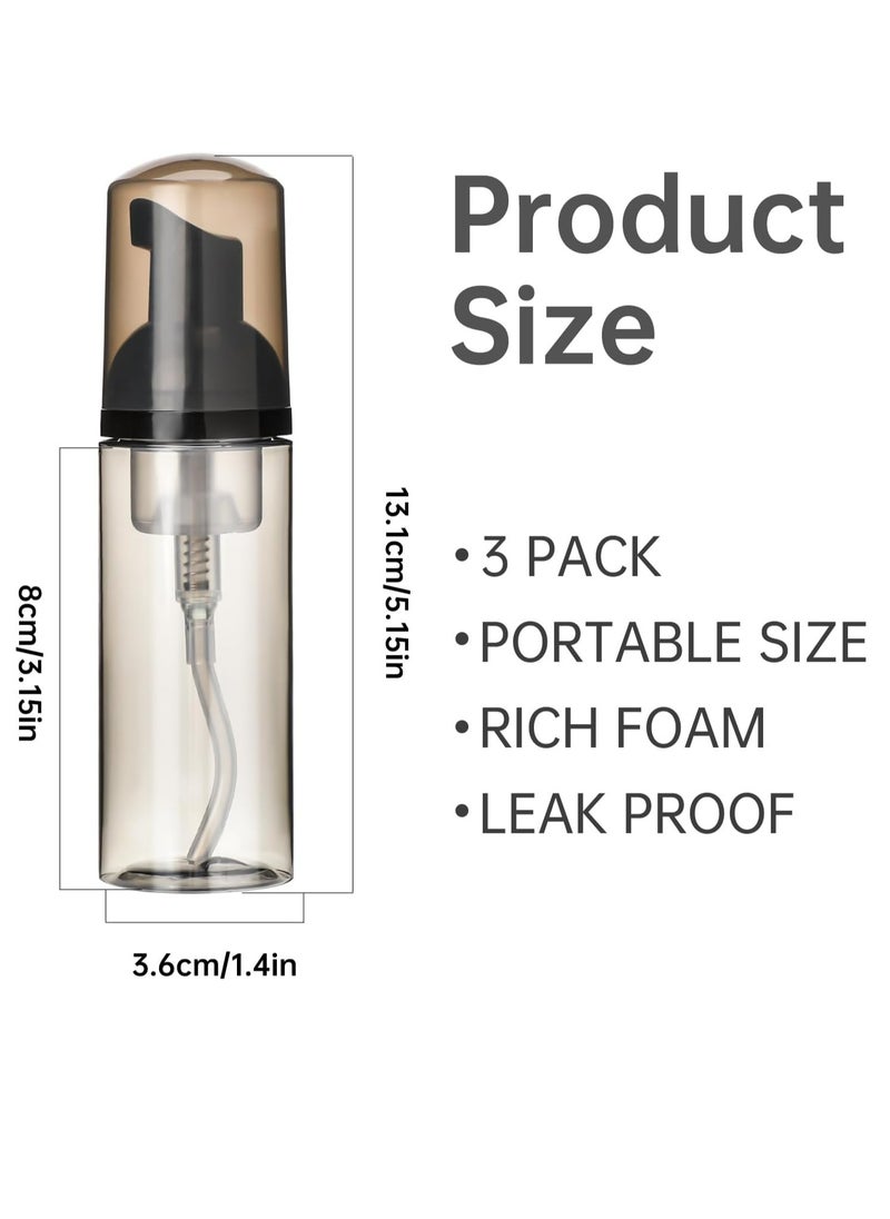 Oasisgalore - 3Pcs 2 OZ Travel Soap Foam Pump Bottles Travel Foaming Shampoo Dispenser for Cleaning Makeup (Black) - Image 1