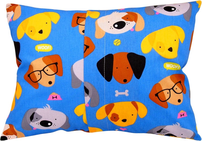 Comfy Turtles 13x18 Toddler Pillowcase Cotton - Kids Pillowcase Puppies, Pillow Cases for Travel Pillows, Toddler Pillow Protector - Puppies with Glasses On Blue - Image 2