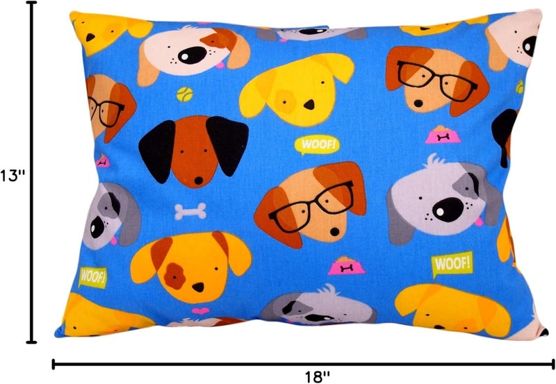 Comfy Turtles 13x18 Toddler Pillowcase Cotton - Kids Pillowcase Puppies, Pillow Cases for Travel Pillows, Toddler Pillow Protector - Puppies with Glasses On Blue - Image 3