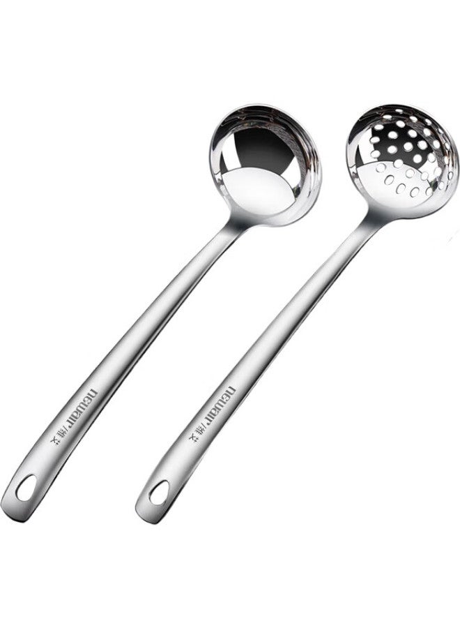 NewAir 316L Stainless Steel Soup Ladle And Strainer Set Of 2, Long-Handled Soup Spoons For Home Use, Large Soup Ladle With Anti-Scalding Design - Image 1