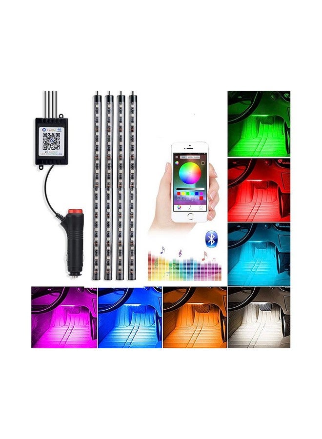 Automaze Bluetooth App Controlled 72 LED Atmosphere Light Multicolour Music Car Strip Lamp For Car Interior (18 LED) - Image 1