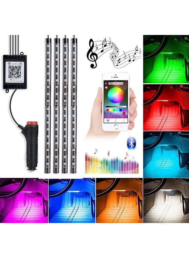 Automaze Bluetooth App Controlled 72 LED Atmosphere Light Multicolour Music Car Strip Lamp For Car Interior (18 LED) - Image 2
