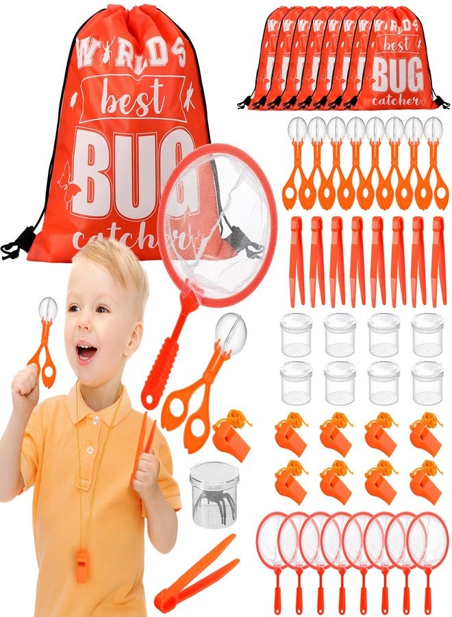 Silipull Bug Catching Kit for Kid Outdoor Explorer Kit Include Catching Scissor Tong Tweezer Clamp Bug Cage Whistle Insect Net Drawstring Bag for Boy Girl Educational Adventure Hunting (Orange,48 Pcs) - Image 1