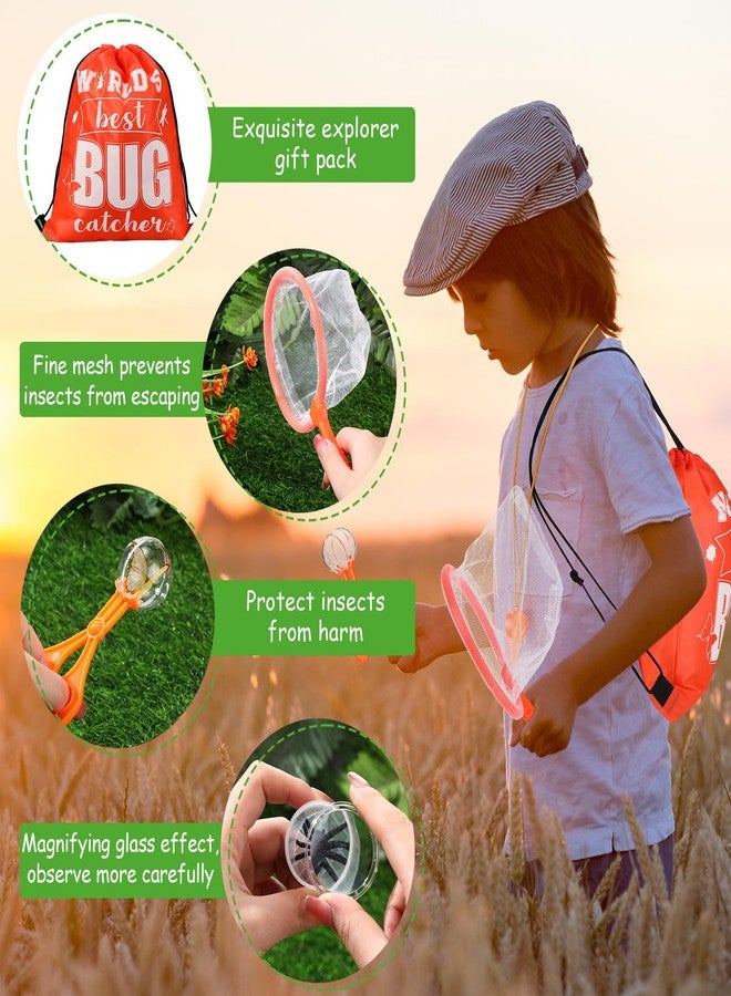 Silipull Bug Catching Kit for Kid Outdoor Explorer Kit Include Catching Scissor Tong Tweezer Clamp Bug Cage Whistle Insect Net Drawstring Bag for Boy Girl Educational Adventure Hunting (Orange,48 Pcs) - Image 3