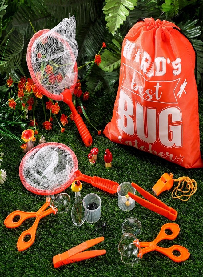 Silipull Bug Catching Kit for Kid Outdoor Explorer Kit Include Catching Scissor Tong Tweezer Clamp Bug Cage Whistle Insect Net Drawstring Bag for Boy Girl Educational Adventure Hunting (Orange,48 Pcs) - Image 4