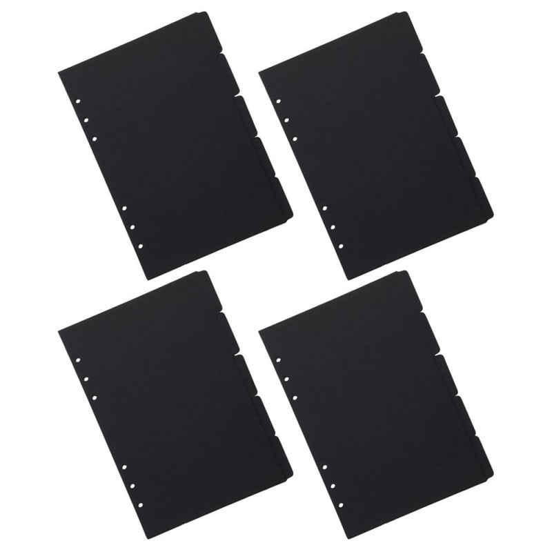 A5 Black Binder Dividers with Tabs 4 Sets Detachable for Notebook Organizing School Office Home - Image 2