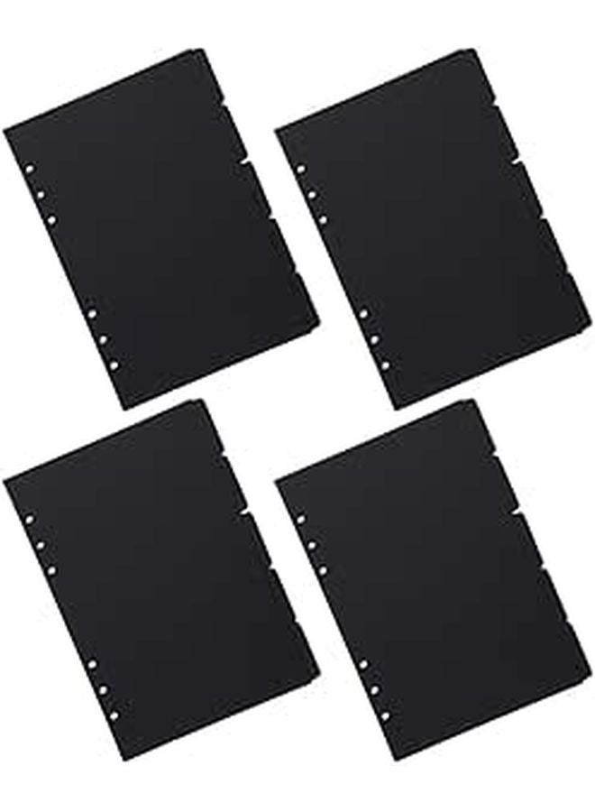 A5 Black Binder Dividers with Tabs 4 Sets Detachable for Notebook Organizing School Office Home - Image 1