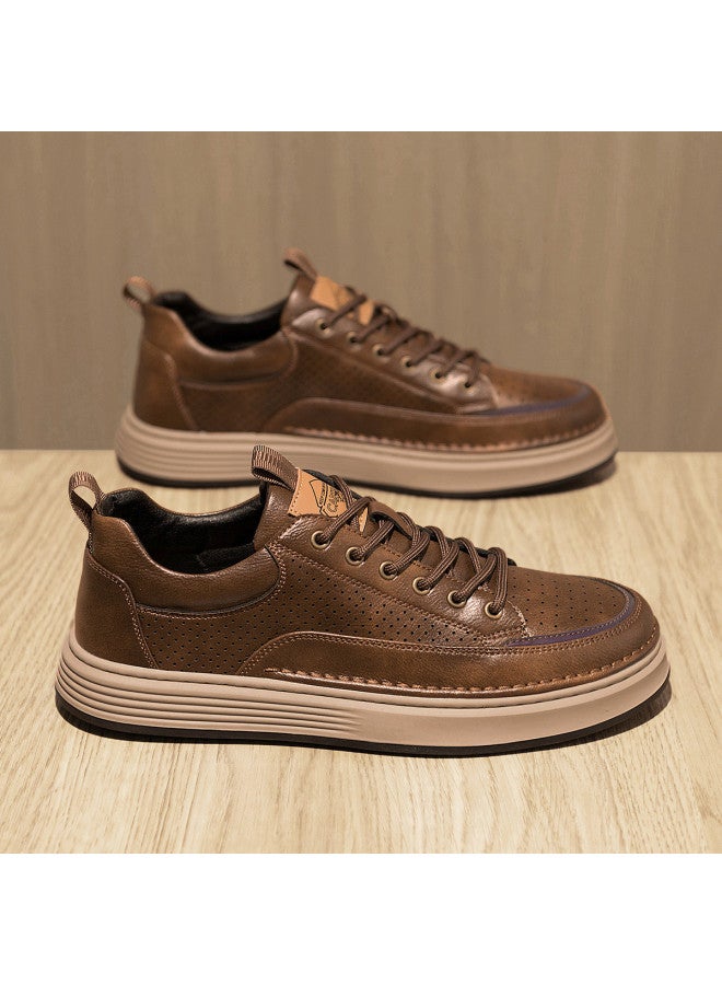 CARTELO Hollow-out Breathable】comfortable And Durable Men's Casual Leather Shoes, Retro Versatile Workwear Sneakers, Leisure Sports Shoes - Image 2