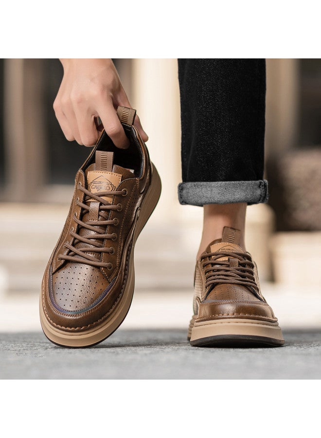 CARTELO Hollow-out Breathable】comfortable And Durable Men's Casual Leather Shoes, Retro Versatile Workwear Sneakers, Leisure Sports Shoes - Image 4
