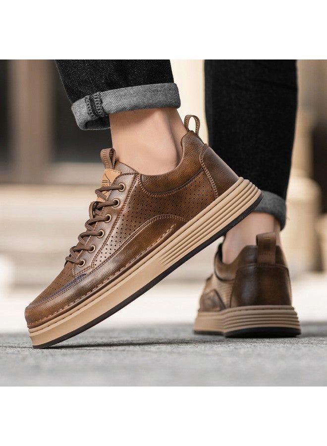 CARTELO Hollow-out Breathable】comfortable And Durable Men's Casual Leather Shoes, Retro Versatile Workwear Sneakers, Leisure Sports Shoes - Image 5