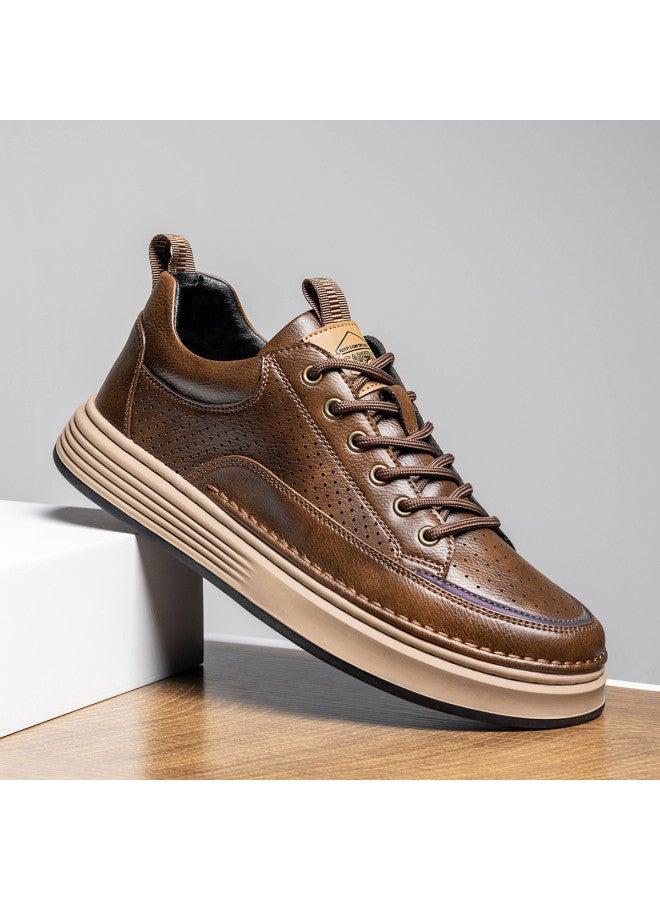 CARTELO Hollow-out Breathable】comfortable And Durable Men's Casual Leather Shoes, Retro Versatile Workwear Sneakers, Leisure Sports Shoes - Image 3