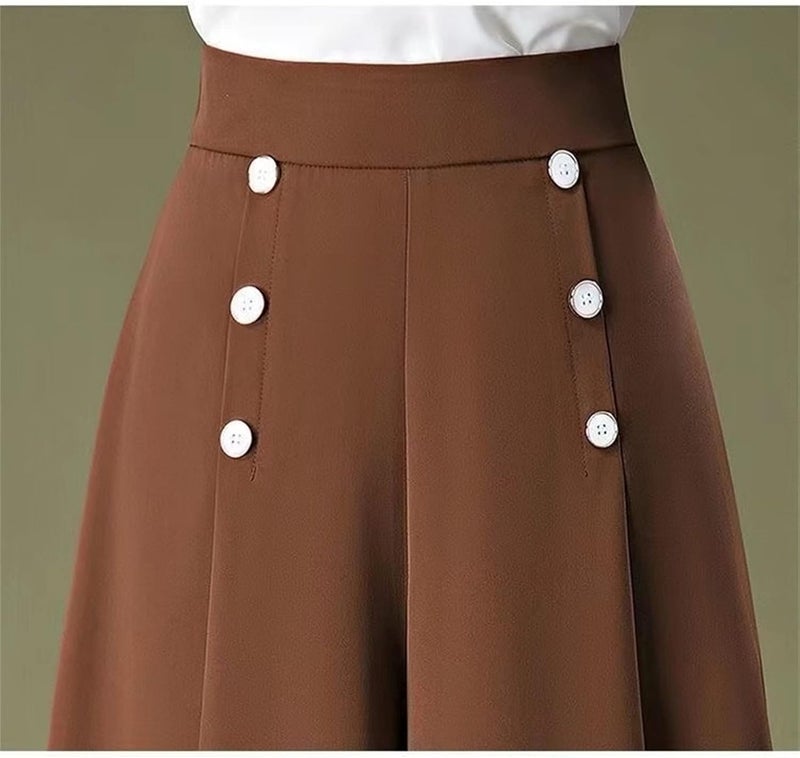comfrt Kittifly Pants, [Cool and Slim] Stylish Gauchos and Palazzo Pants, Kittifly Widepants-Dark Brown Shorts||L - Image 2