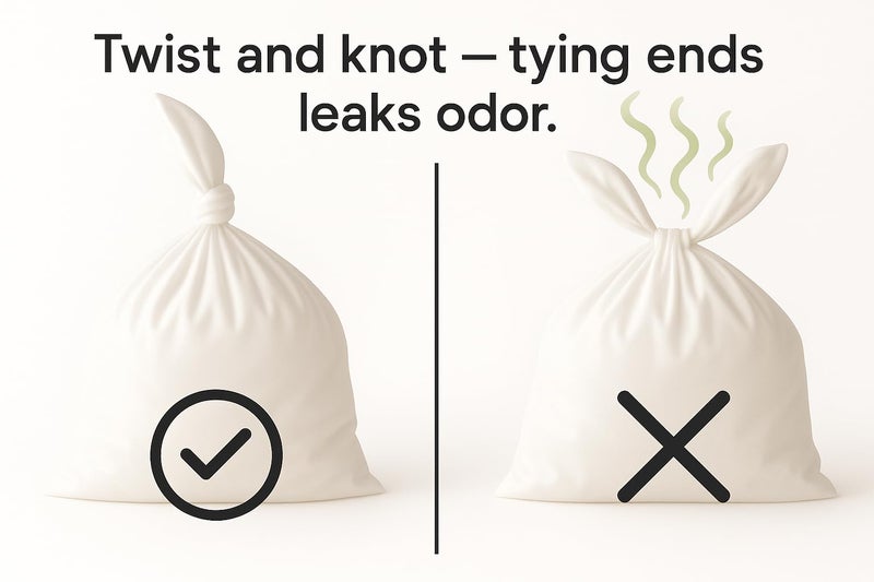BOS Amazing Odor Sealing Disposable Bags for Diapers, Food Waste, Ostomy Bags, Pet Waste or any Sanitary Product Disposal -Durable and Unscented [Size:M, Color:White](90 count, Pack of 1) - Image 5