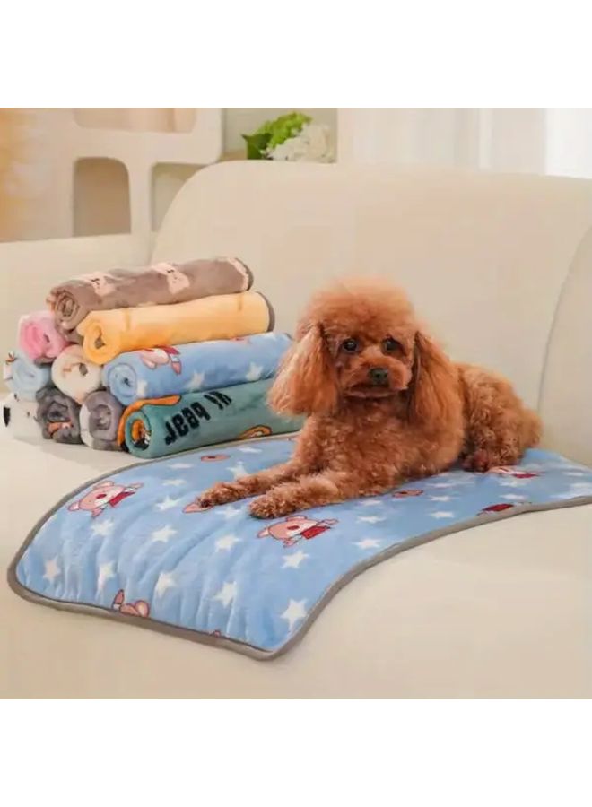 Pink Starry Night Plush Pet Blanket Warm Bed Mat For Small Medium Dogs Cats 15 75x23 62 Inch - Image 1