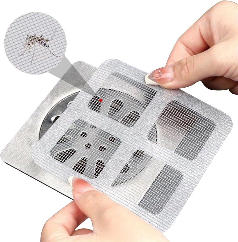 Magiware 25 Pack,4" X 4" Disposable Shower Drain Cover Hair Catcher, Square Shower Drain Mesh Sticker, Bathroom, Laundry, Bathtub, Kitchen, Sink, for Human & Pet (25 PCS) - Image 1
