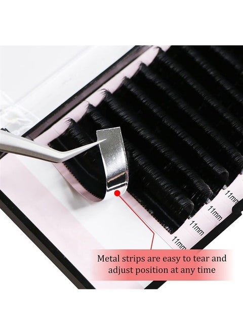 Ellipse Flat Eyelash Extensions 0.20mm Curl C 11mm Matte Black|0.15/0.20mm Curl C|CC|D|DD Mix-8-15mm Single 8-18mm|(0.20 C 11mm)