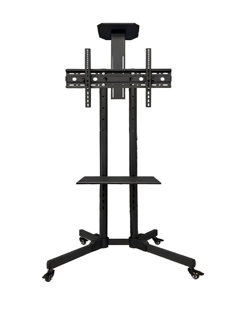 FS-502T Mobile TV Stand with Height and Tilt Adjustment for 32"–75" Screens, 99 lbs (45 kg) Capacity – Portable Display Solution with Integrated AV Shelf and ±15° Tilt for Enhanced Viewing Flexibility