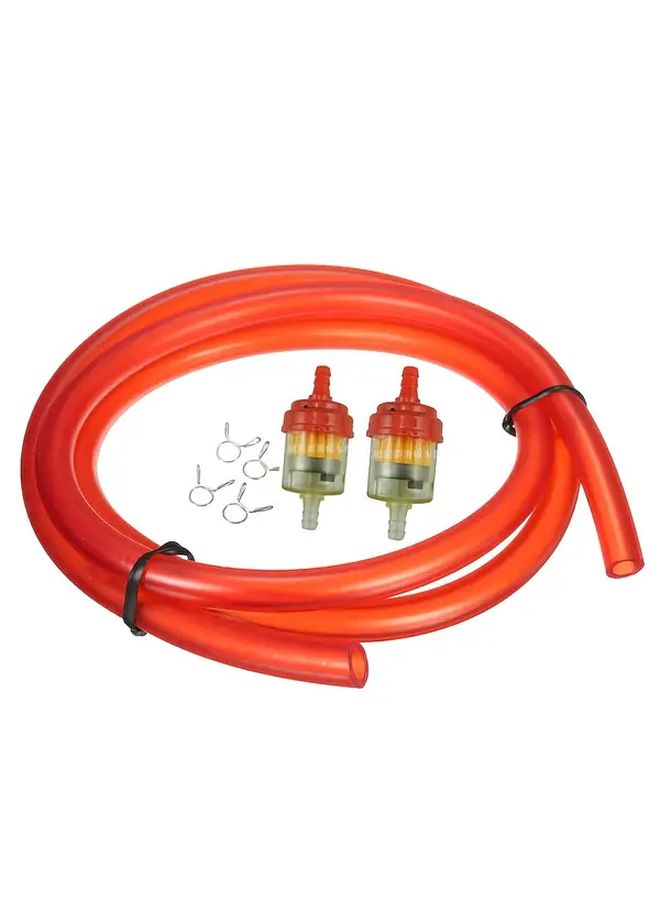 Motorcycle Bike 6mm Fuel Filter Kit Petrol Gasoline Hose Pipe with Clips Yellow Dirt Oil Line - Image 1