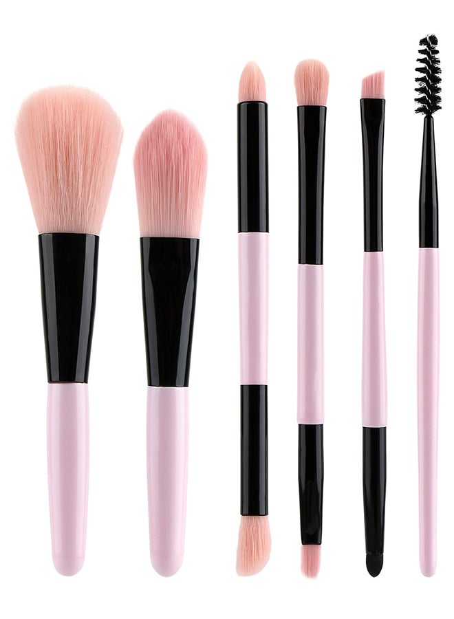 6-Piece Makeup Brush Set Pink/Black - Image 1