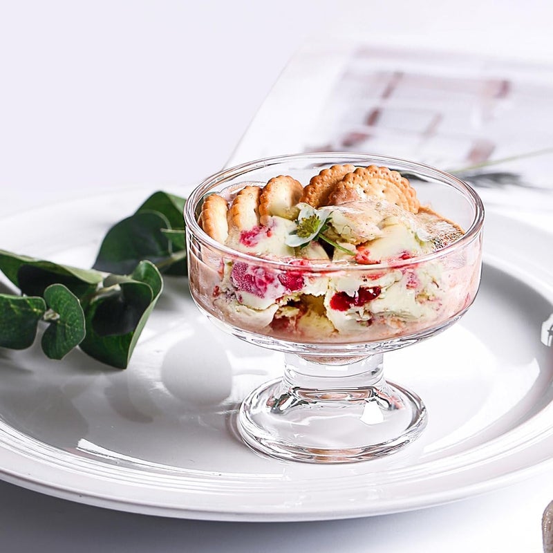 RAHAS Glass Ice Cream Bowl Set of 6 Small Clear Mini Footed Dessert Cups for Fruit Pudding Trifle Parfait Sundae Nuts Cocktail Drinks Party 200 ml - Image 3