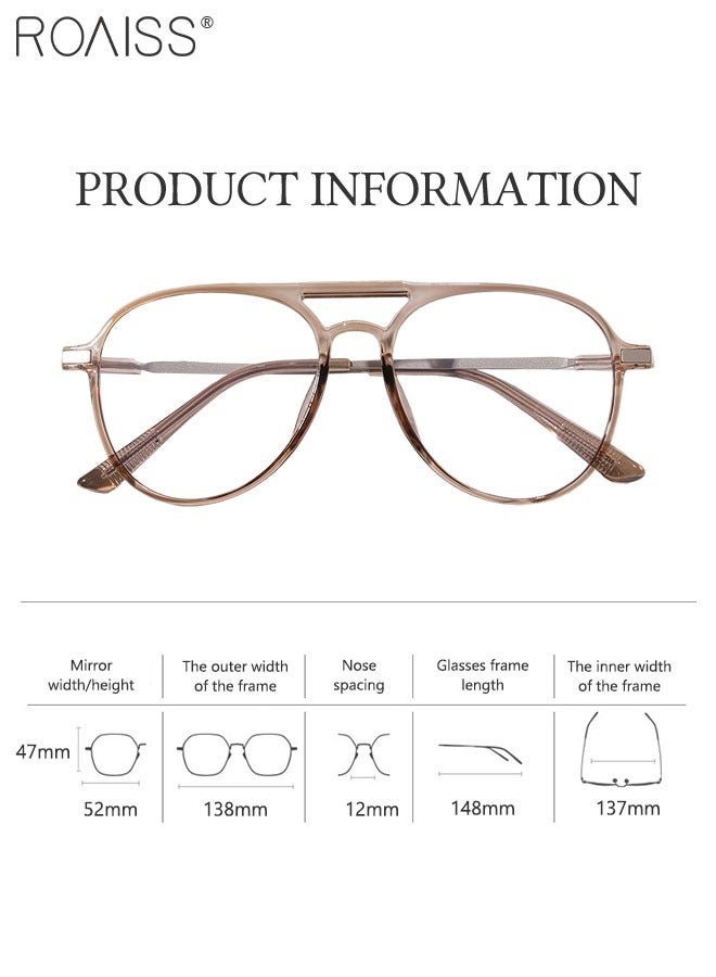 رويس نظارة حجب الضوء الأزرق، مضادة للأشعة فوق البنفسجية والوهج، نظارات كمبيوتر بفلتر الضوء الأزرق، نظارات أفياتور متغيرة اللون للرجال والنساء، بني شفاف، 52 مم - Image 4