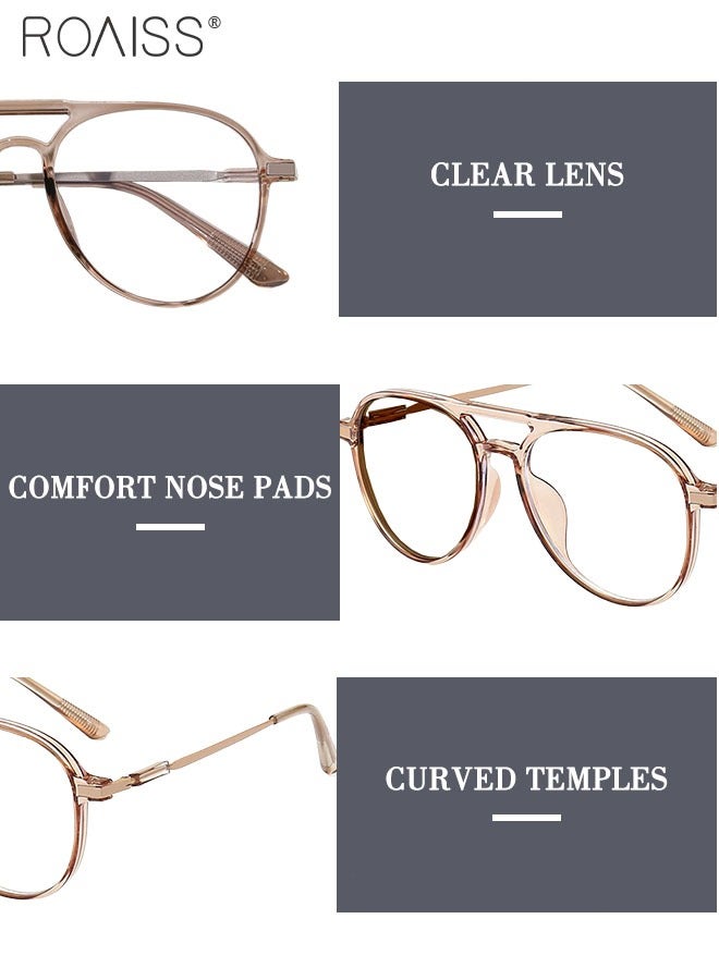 رويس نظارة حجب الضوء الأزرق، مضادة للأشعة فوق البنفسجية والوهج، نظارات كمبيوتر بفلتر الضوء الأزرق، نظارات أفياتور متغيرة اللون للرجال والنساء، بني شفاف، 52 مم - Image 5